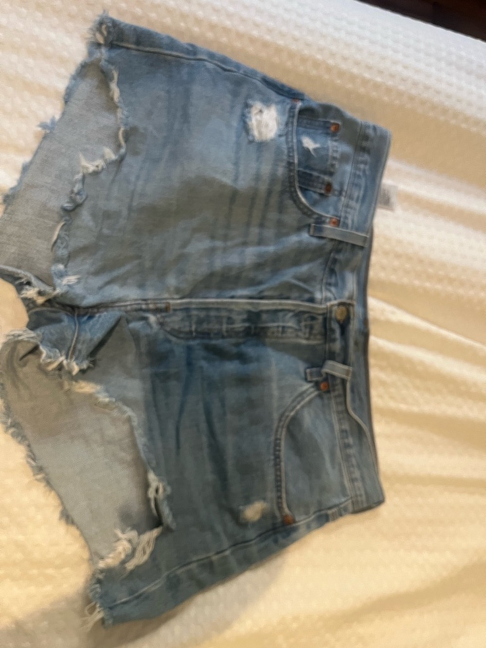 Levi's Light Blue Distressed Denim Cutoff Shorts